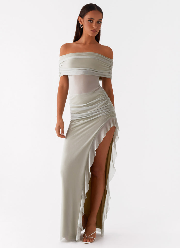 Nelly Off Shoulder Maxi Dress Pistachio