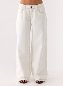 Neo Low Rise Wide Leg Jeans - Ivory