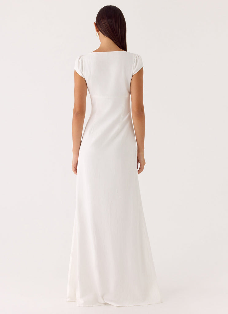 peppermayo white maxi dress White Sorority Dress | Cerisa Linen Maxi Dress