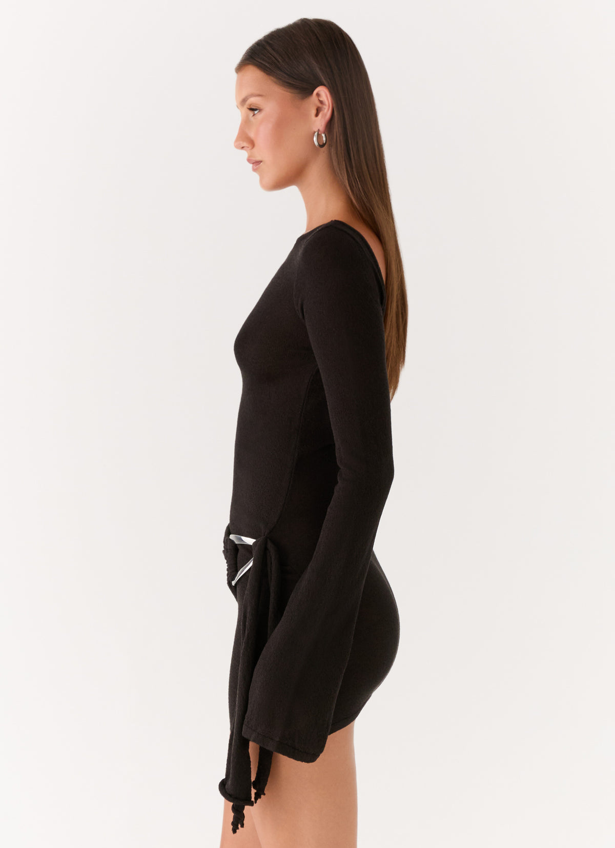 long sleeve mini black dress TA3 Plungey - - 3X This dress is perfect for any occasion where you want to shine and feel like a star.Features Elegant Long Sleeve Silk Mini