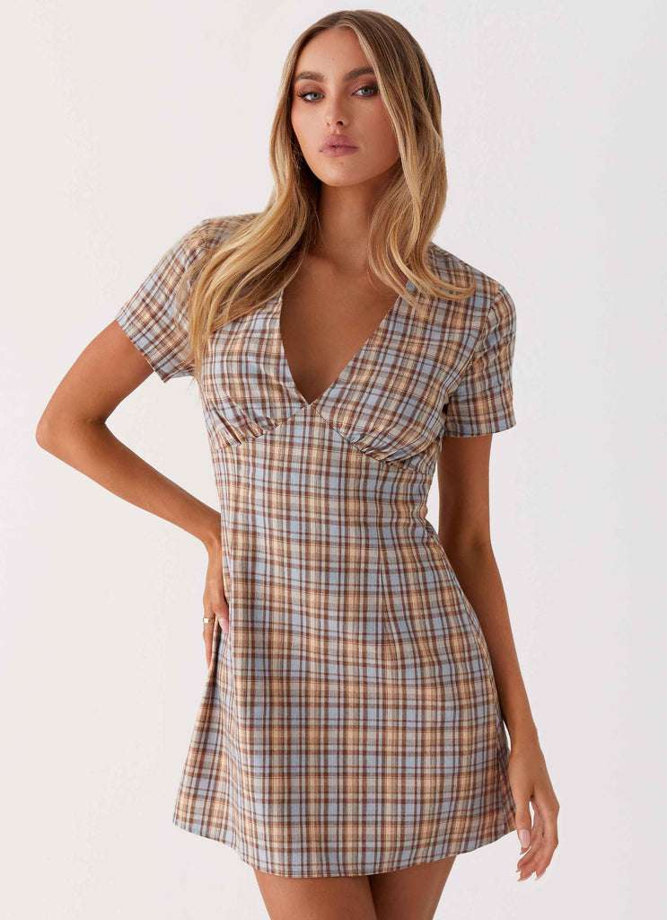 Niki Cap Sleeve Mini Dress - Check Peppermayo US Niki Cap Sleeve Mini Dress - Check Peppermayo US