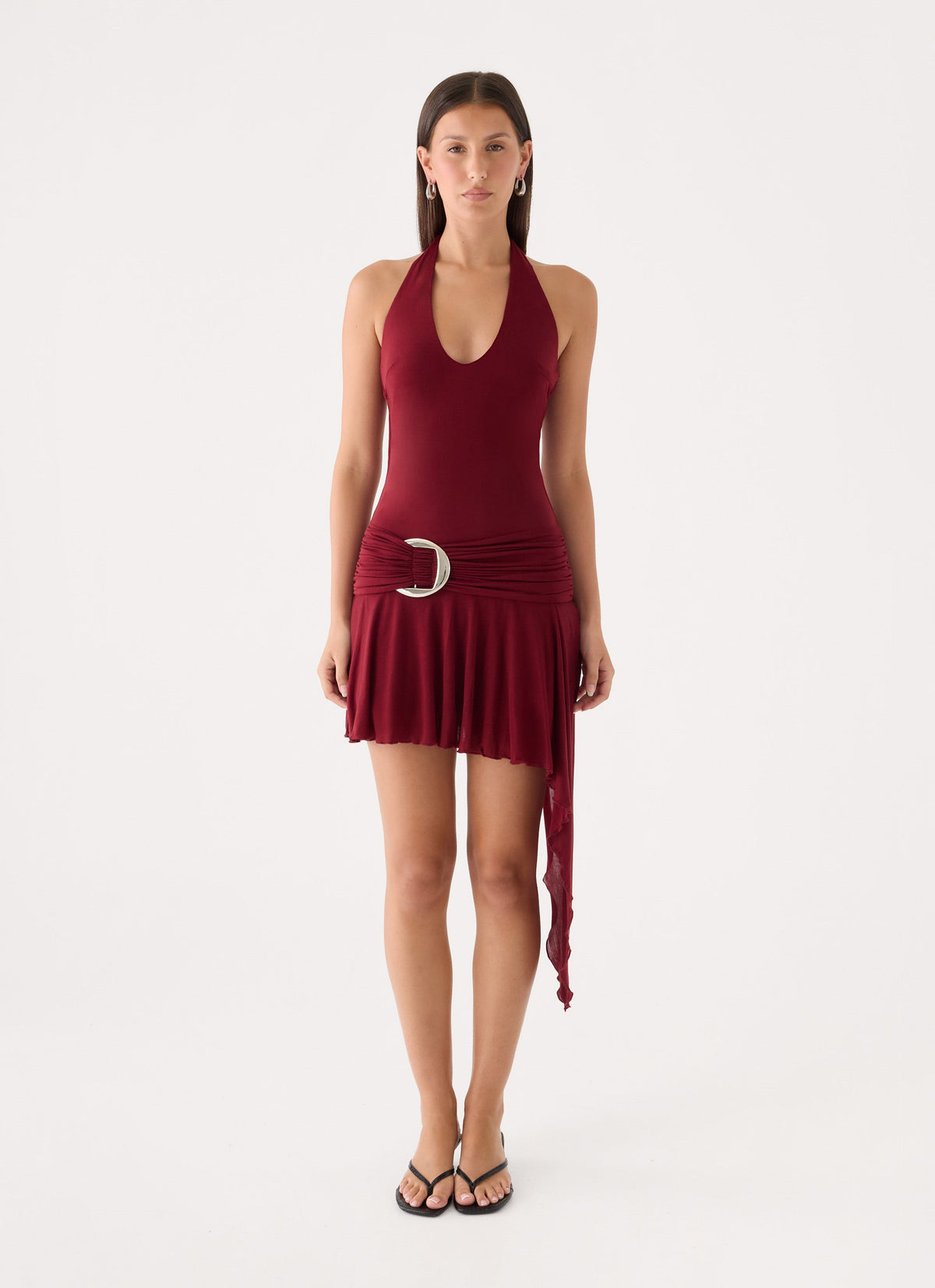 Nilima Halter Mini Dress - Maroon