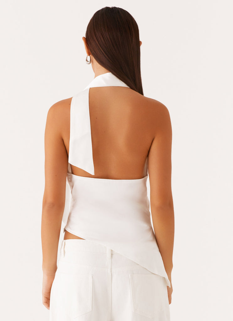 Nina Halterneck Scarf Top - White