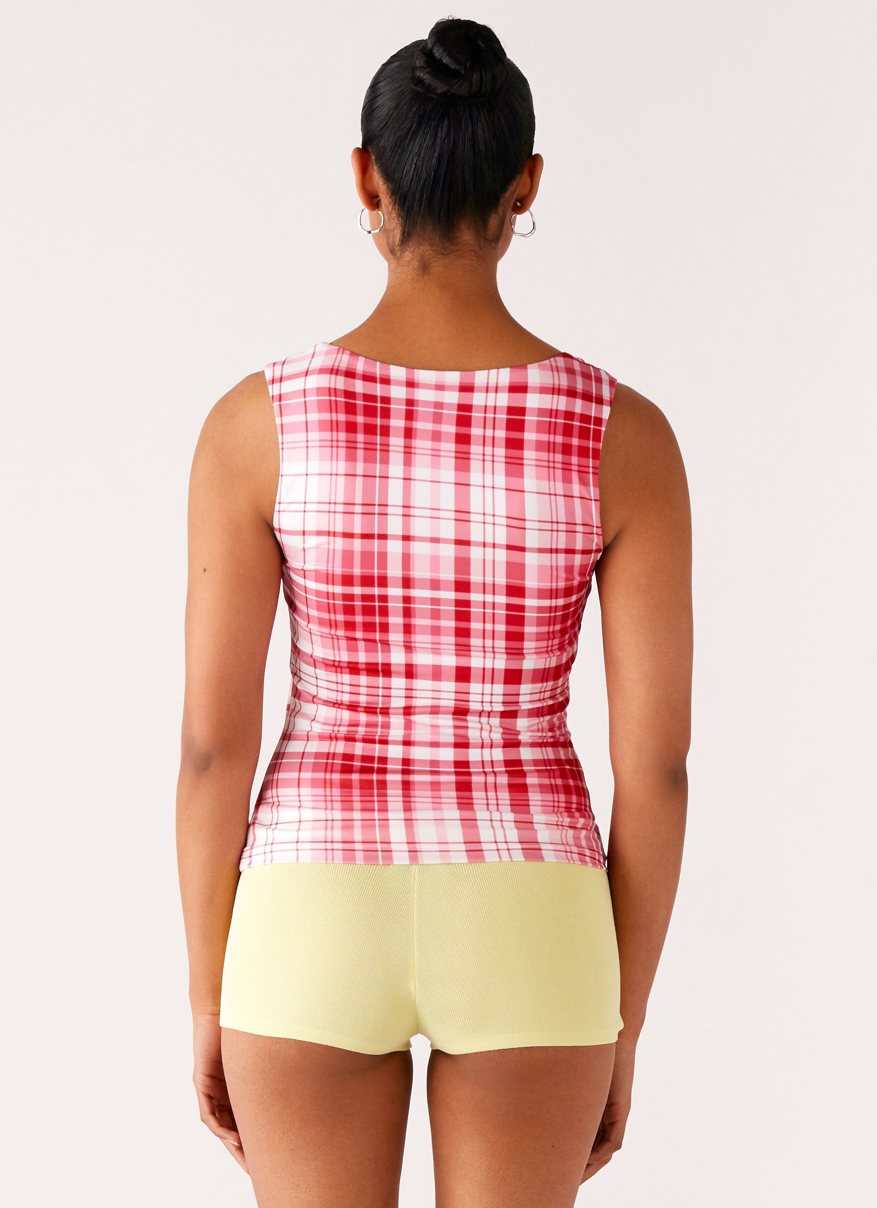 Check Top Pink Mini No Drama Strap Top - Pink Check – Peppermayo US