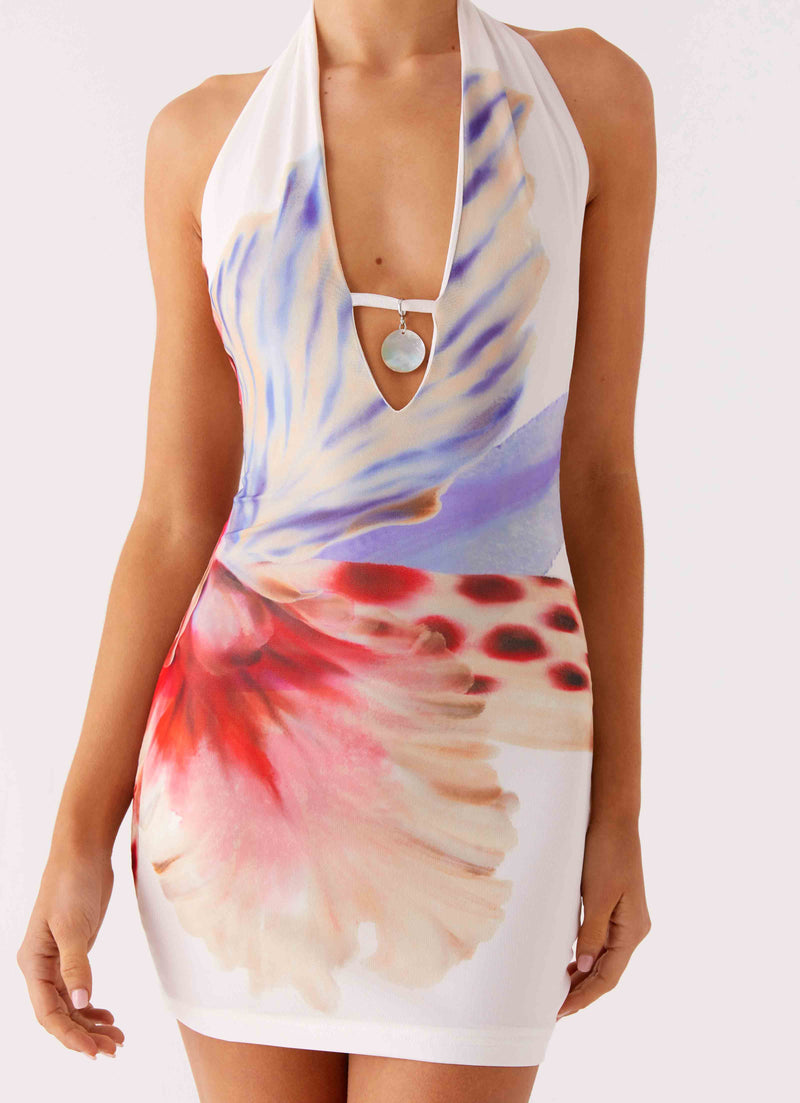 No Time Mini Dress - White Sea Bloom