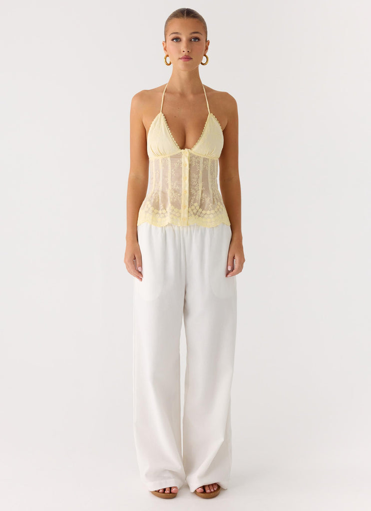 Non Stop Halter Top - Butter Yellow