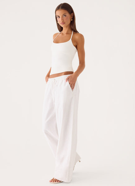Norene Linen Wide Leg Pant - White – Peppermayo US