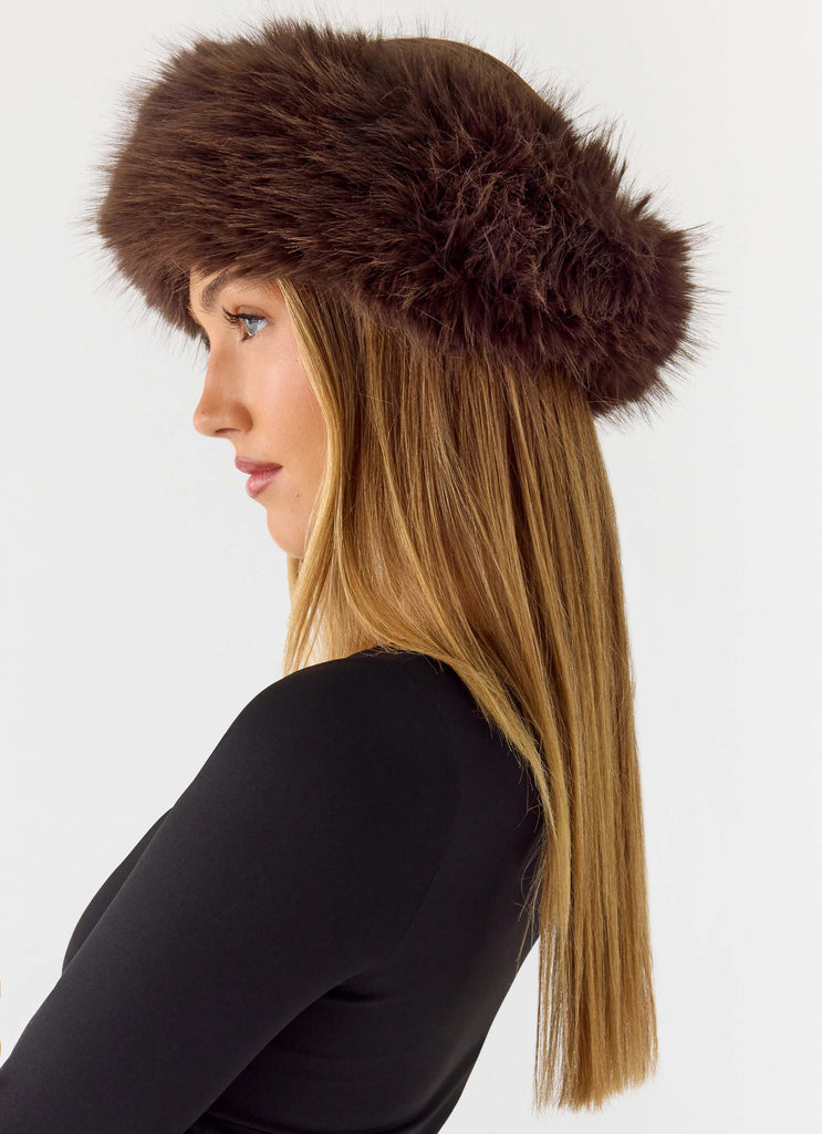 North Pole Faux Fur Headband - Chocolate
