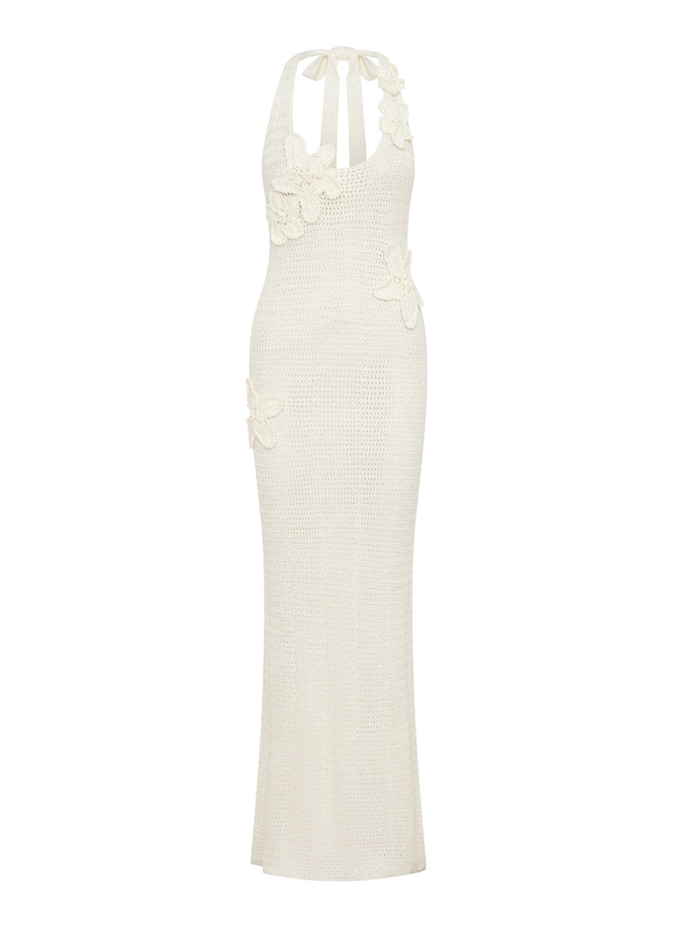 Novalee Flower Crochet Maxi Dress - Ivory