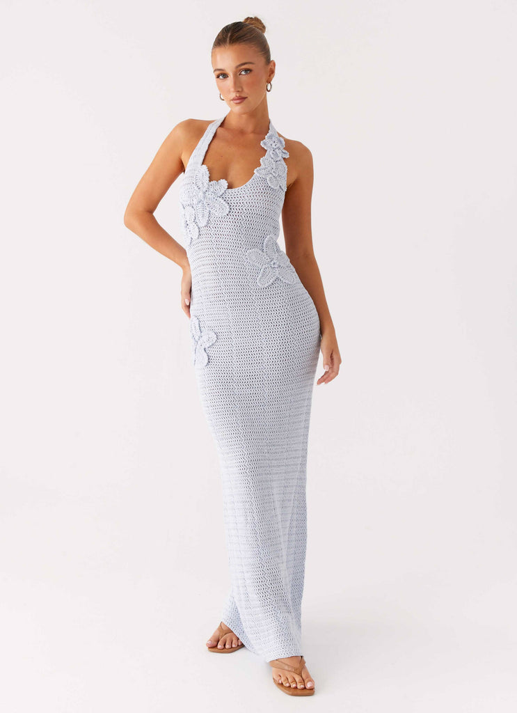 Novalee Flower Crochet Maxi Dress - Blue Peppermayo US Novalee Flower Crochet Maxi Dress - Blue Peppermayo US