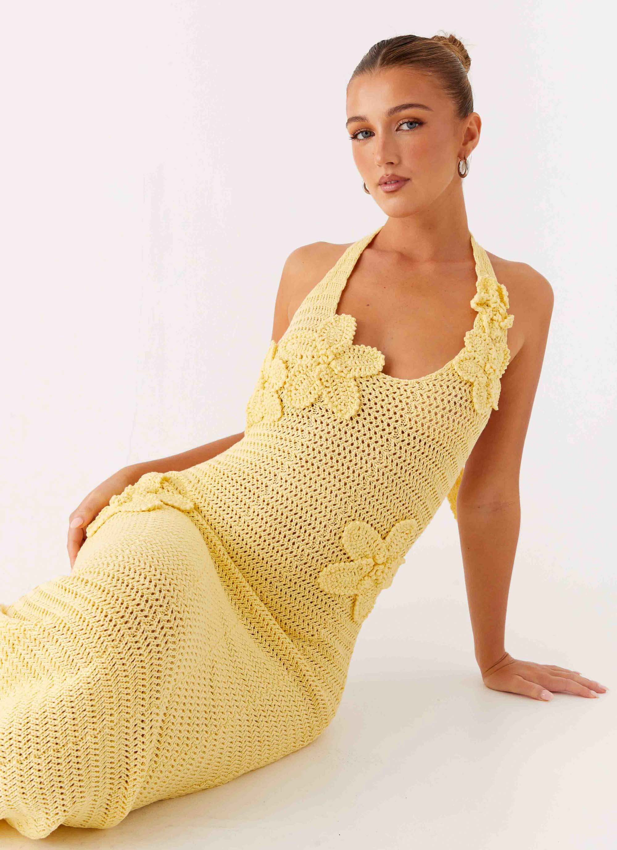Novalee Flower Crochet Maxi Dress - Yellow Peppermayo US Novalee Flower Crochet Maxi Dress - Yellow Peppermayo US