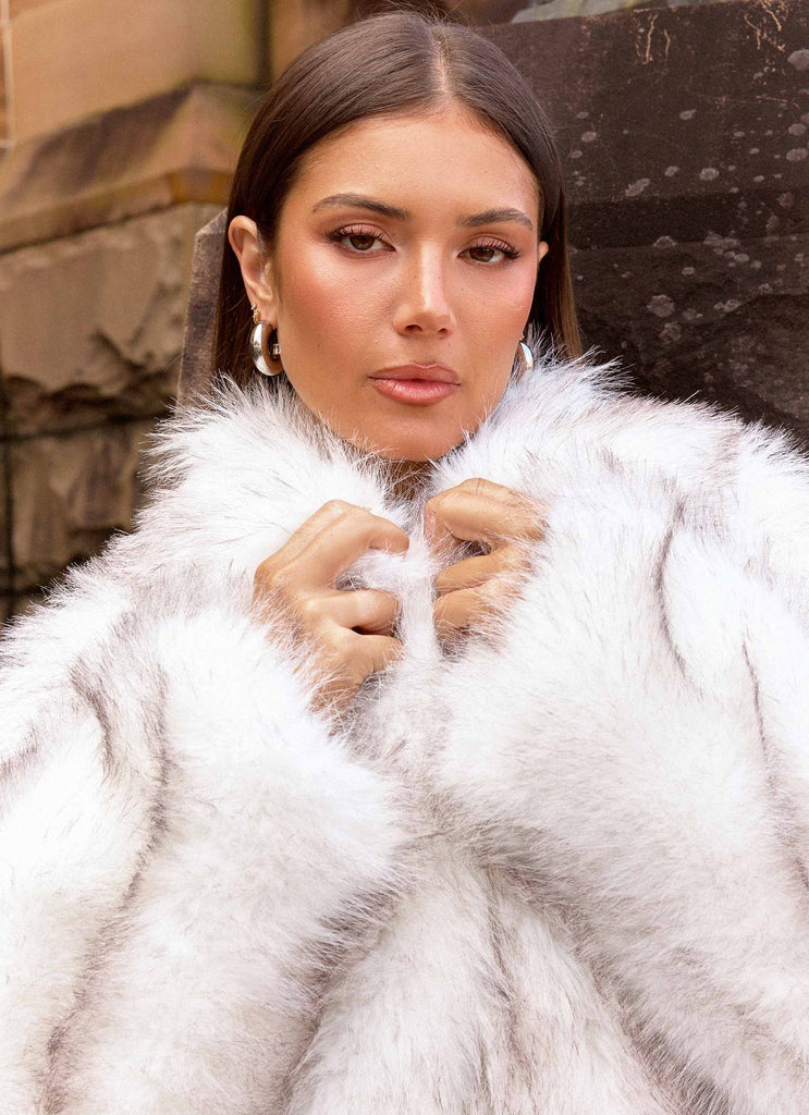 Novera Faux Fur Jacket - White Grey White Grey / L - XL Novera Faux Fur Jacket - White Grey White Grey / L - XL