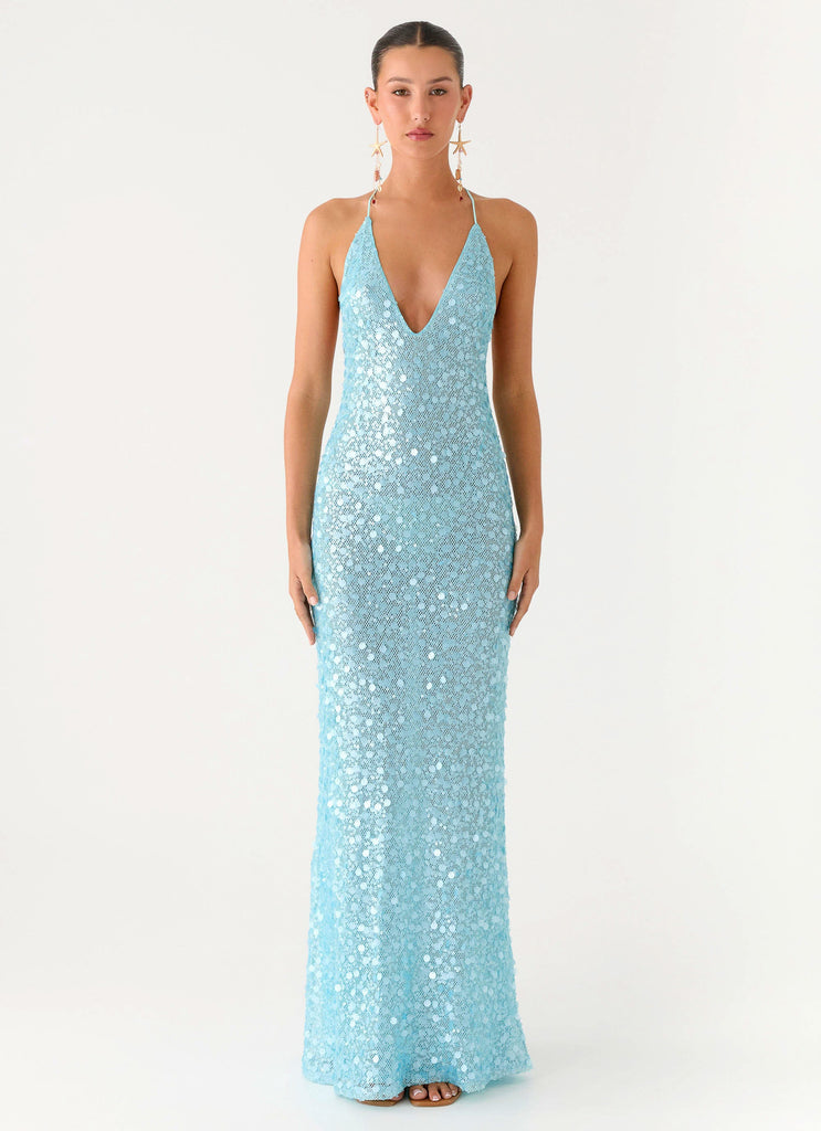 Ocean Views Sequin Maxi Dress - Blue Blue / US 18 Ocean Views Sequin Maxi Dress - Blue Blue / US 18