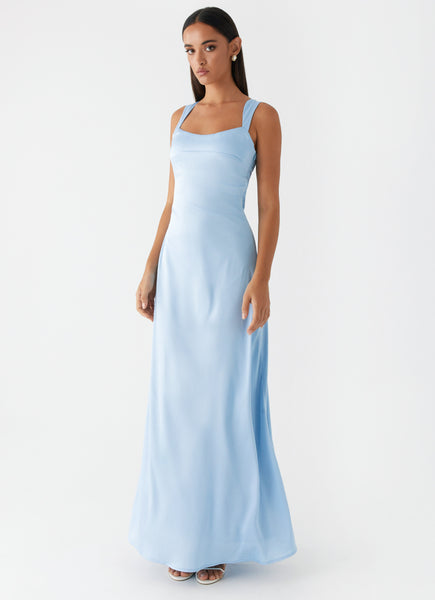 Odette Satin Maxi Dress - Blue Peppermayo US Odette Satin Maxi Dress - Blue Peppermayo US