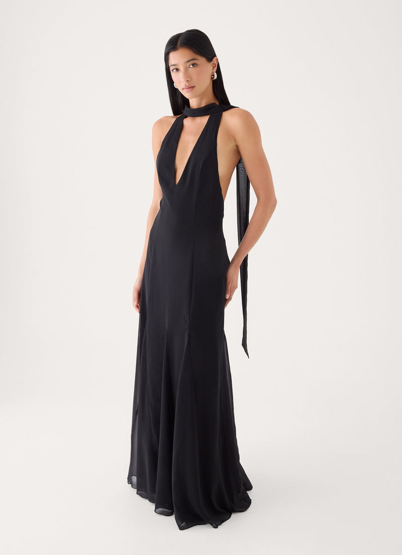 Off Script Scarf Maxi Dress - Black