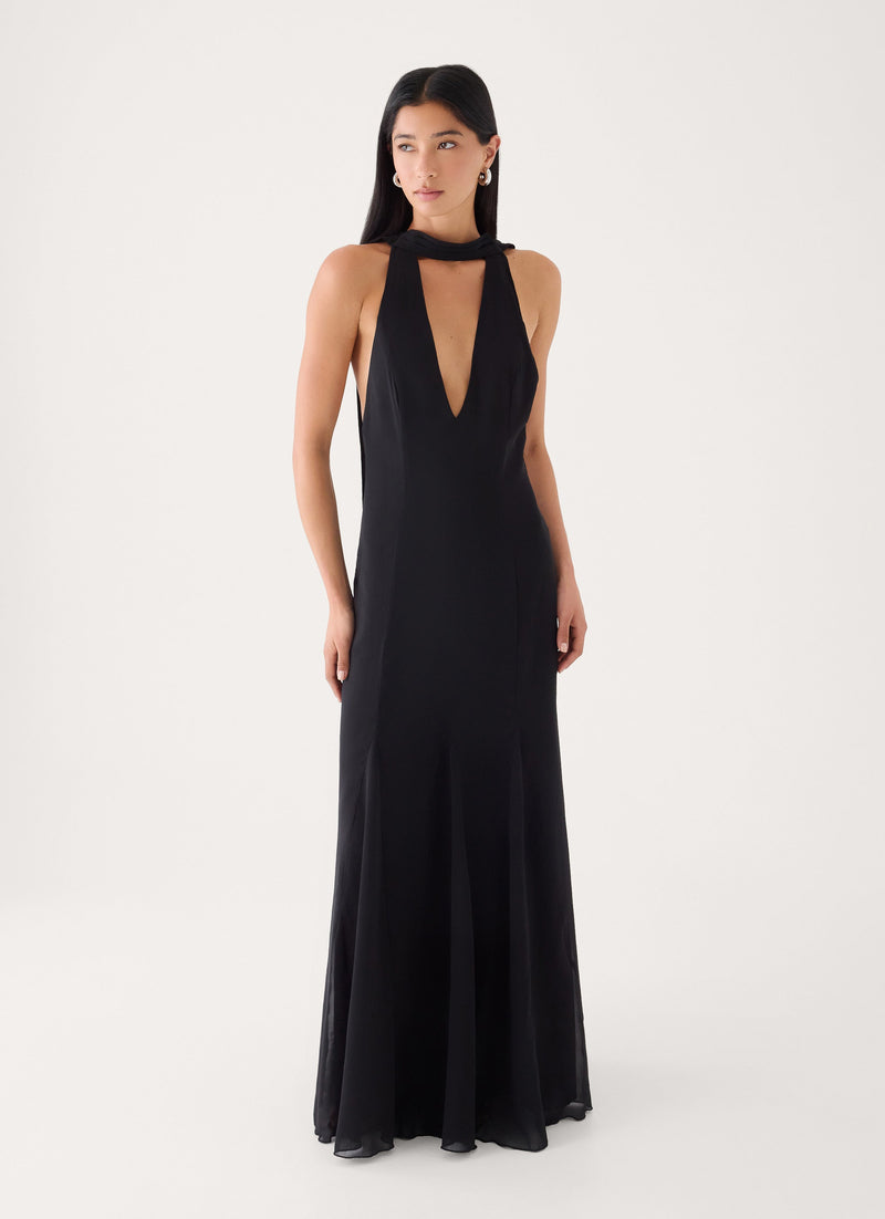 Off Script Scarf Maxi Dress - Black