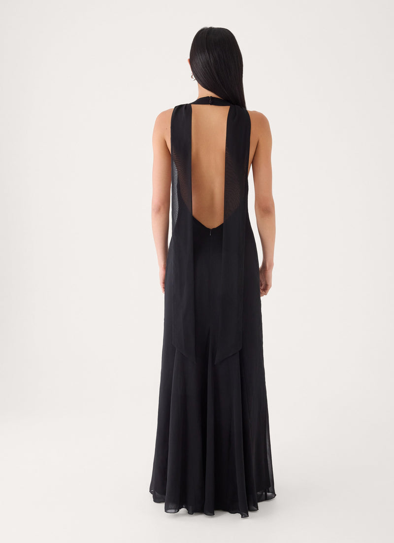 Off Script Scarf Maxi Dress - Black