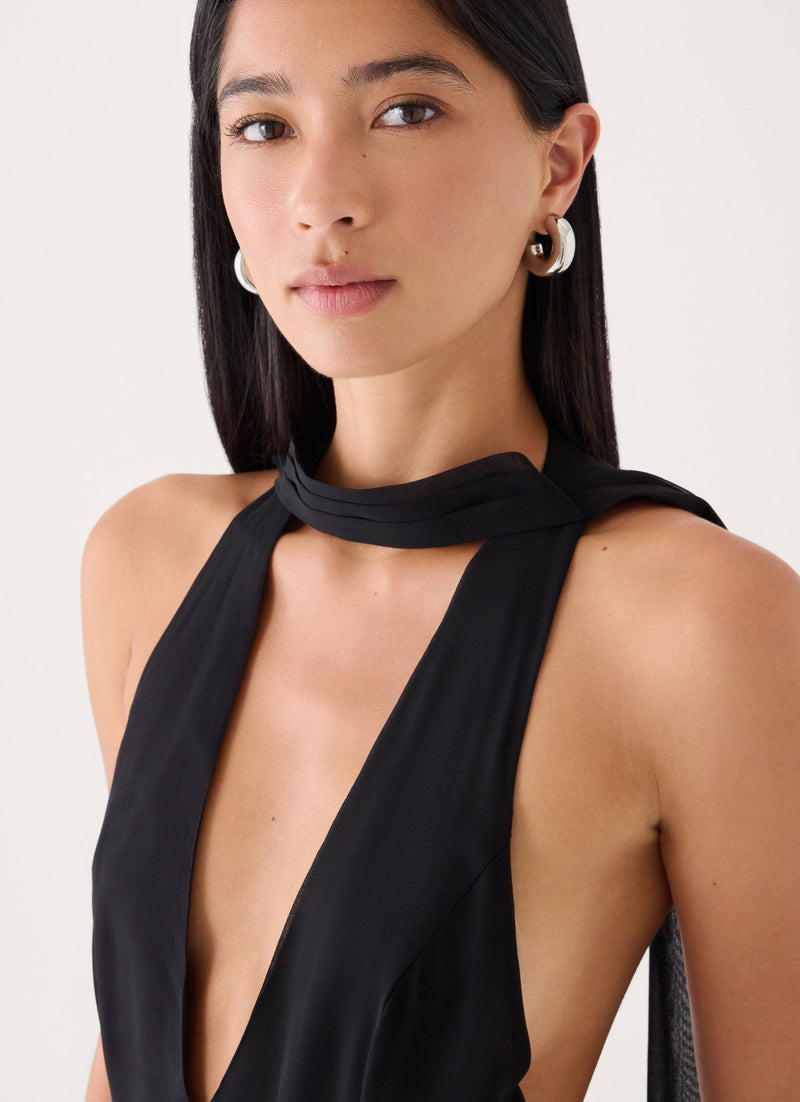 Off Script Scarf Maxi Dress - Black