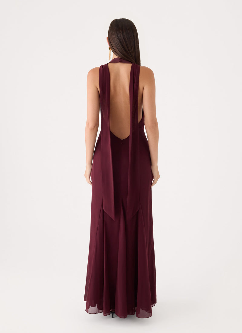 Off Script Scarf Maxi Dress - Burgundy