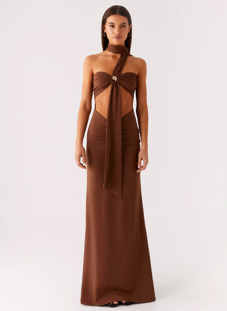 Olive Bloom Maxi Dress - Chocolate Chocolate / US 10 Olive Bloom Maxi Dress - Chocolate Chocolate / US 10