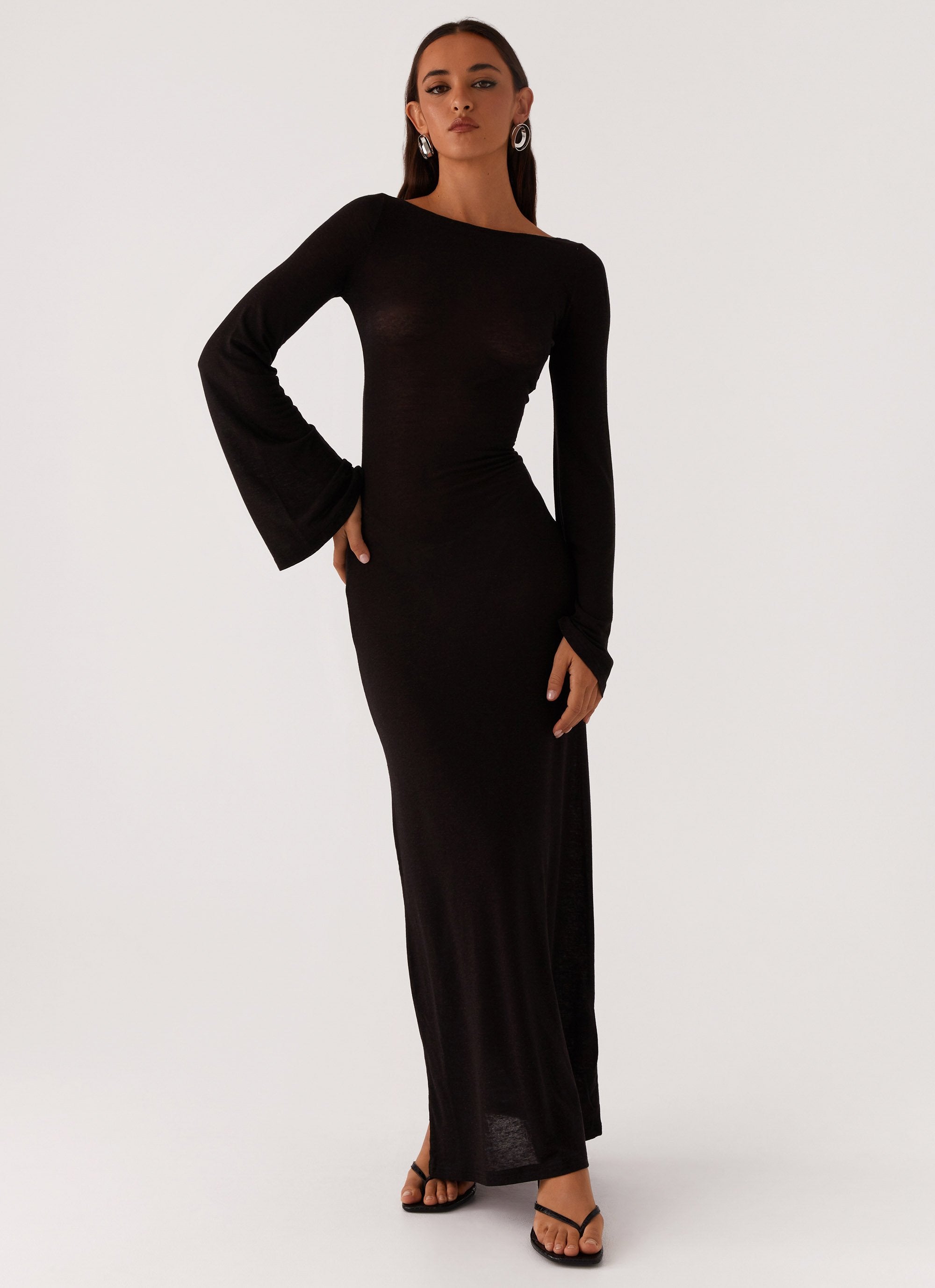 Olivia Long Sleeve Maxi Dress - Black – Peppermayo US