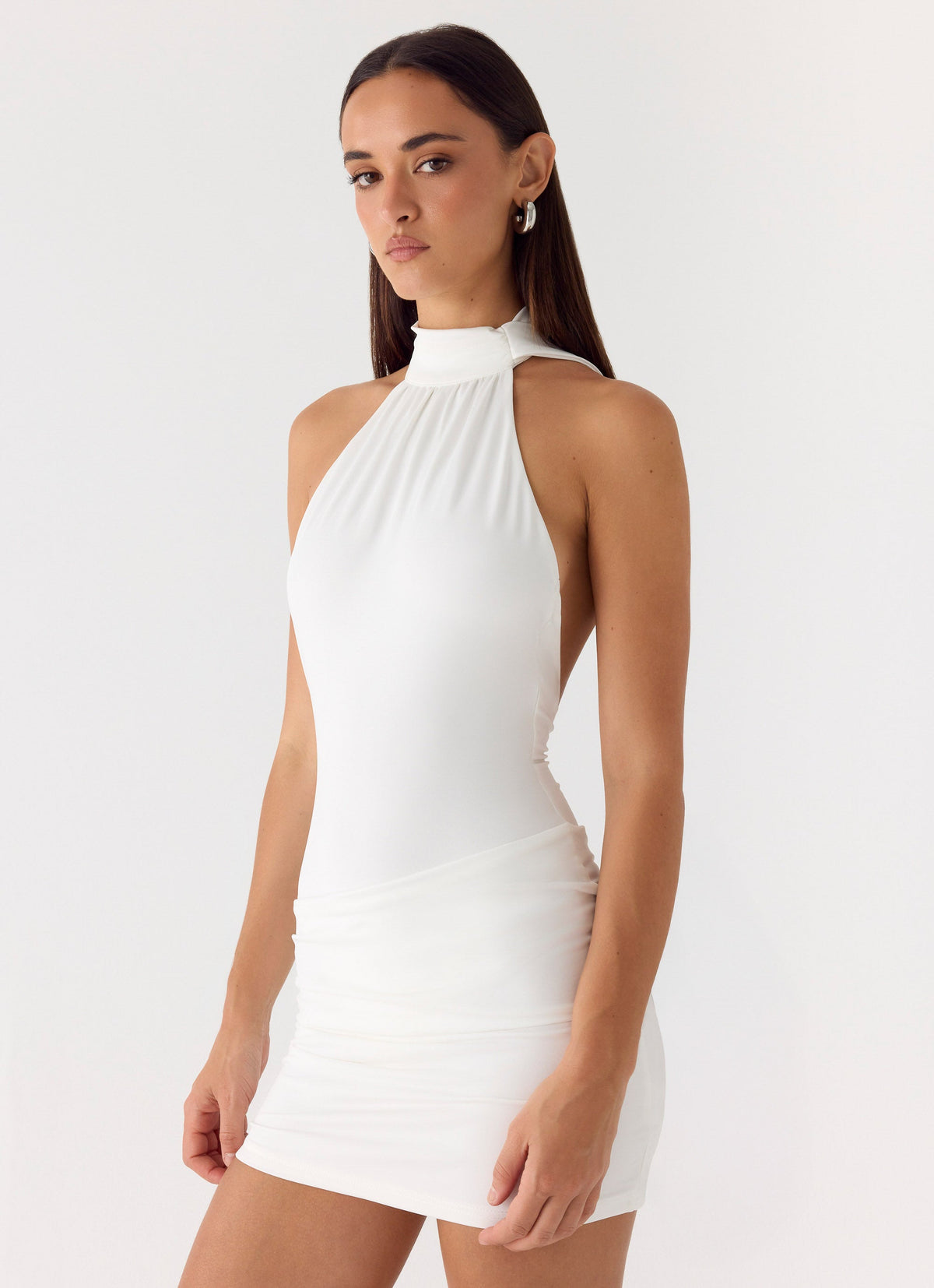 white mini dress bodycon Elsie Dress: for Wedding After-Party 10% Spandex Luli Fama: Bodycon Tank Mini