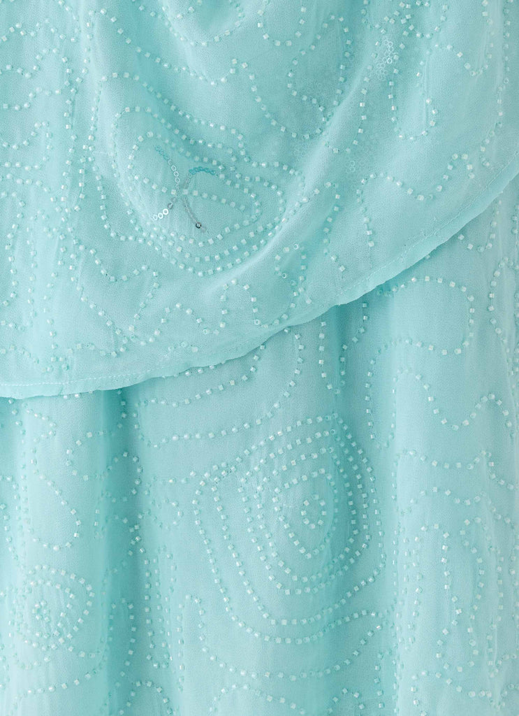 On The Go Beaded Mini Dress - Turquoise