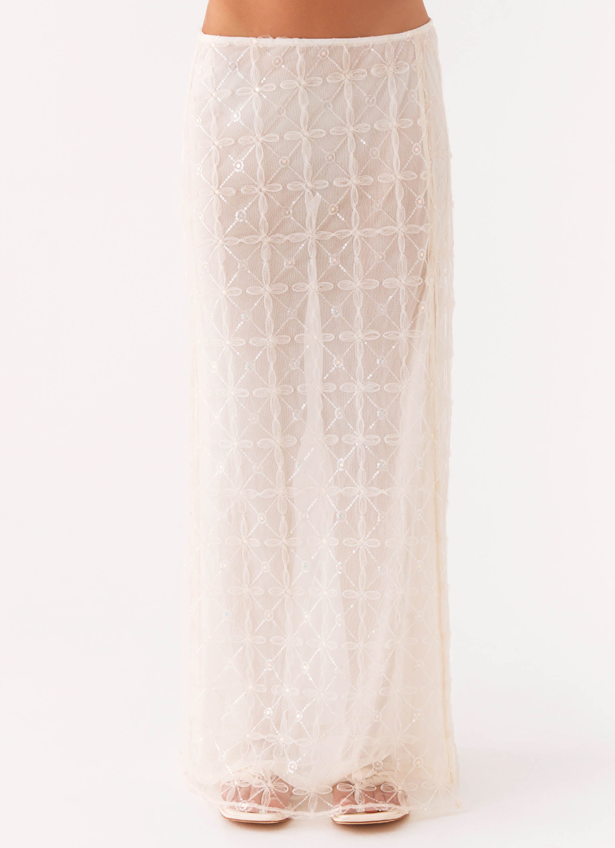 Opal Sequin Maxi Skirt White – Peppermayo US