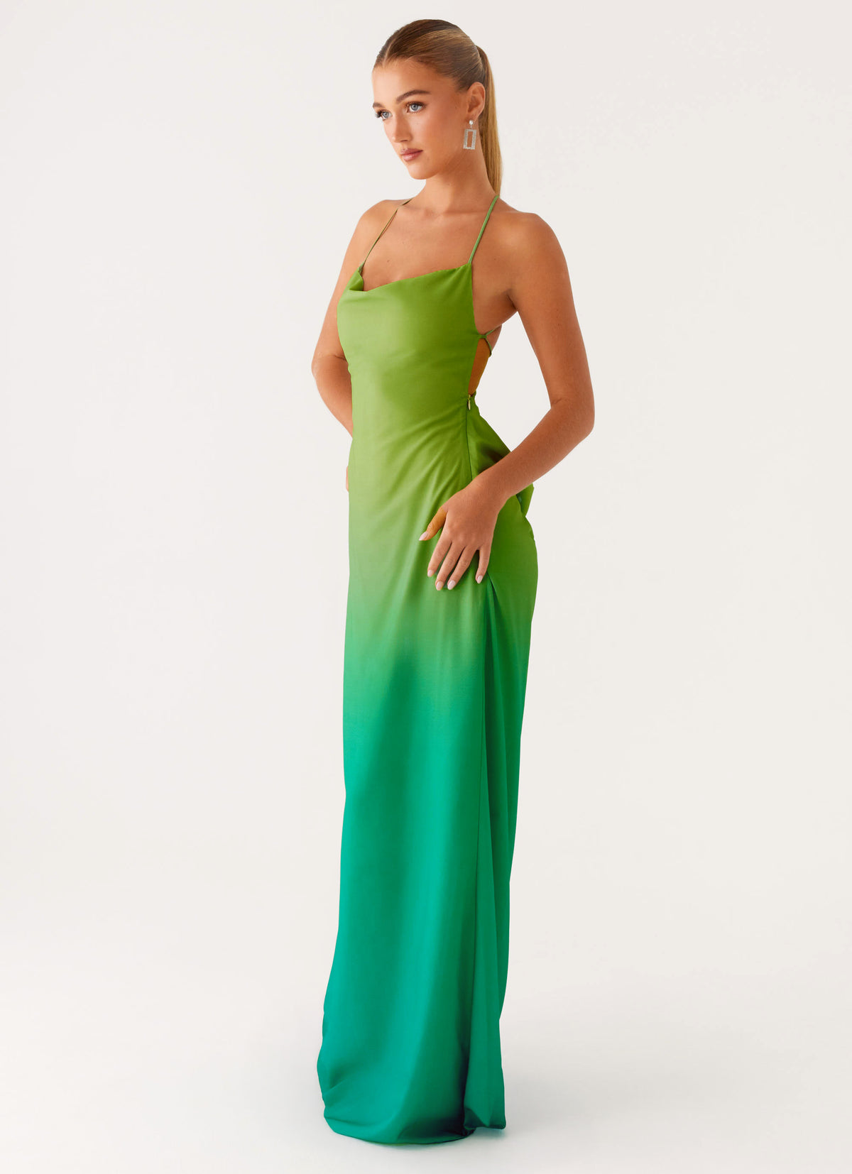 casual ombre maxi dress Multi-Color Chiffon V-Neck PinkBlush Evening Wear Wailea Sunset Ombre Maxi Dress