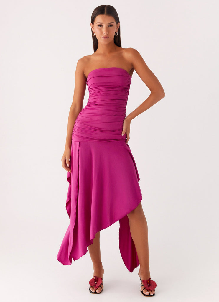 Ora Strapless Maxi Dress - Fuchsia Peppermayo US Ora Strapless Maxi Dress - Fuchsia Peppermayo US
