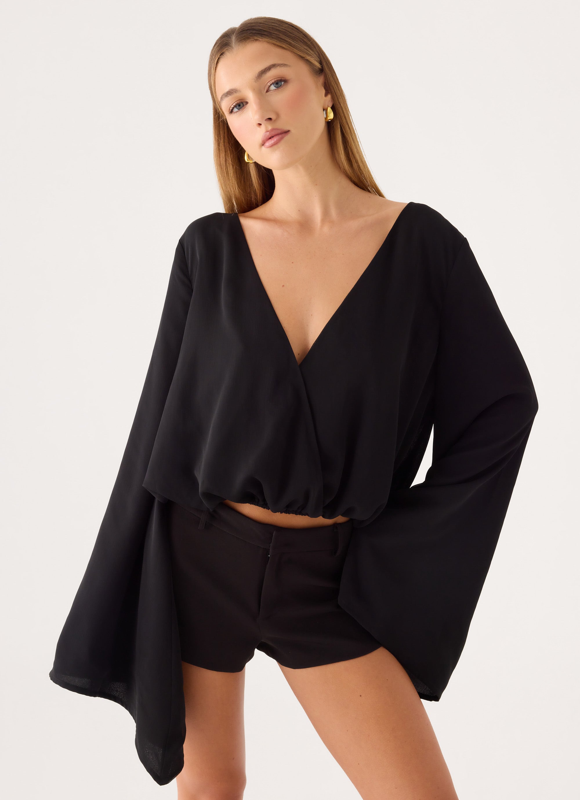 Orelia Long Sleeve Top - Black – Peppermayo US