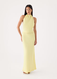 odyssa halter maxi dress yellow Oria boho wedding dress