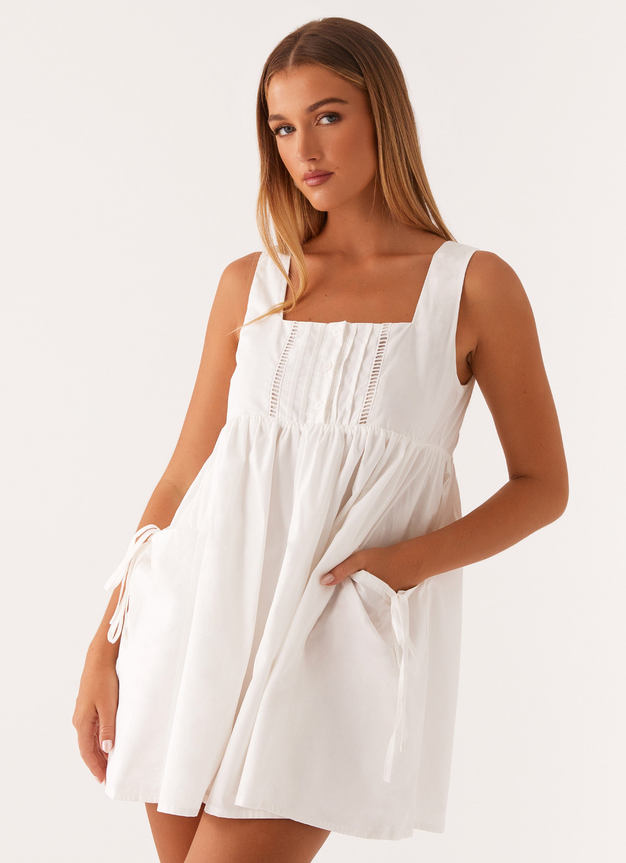 Ottoline Babydoll Mini Dress - White Peppermayo US Ottoline Babydoll Mini Dress - White Peppermayo US