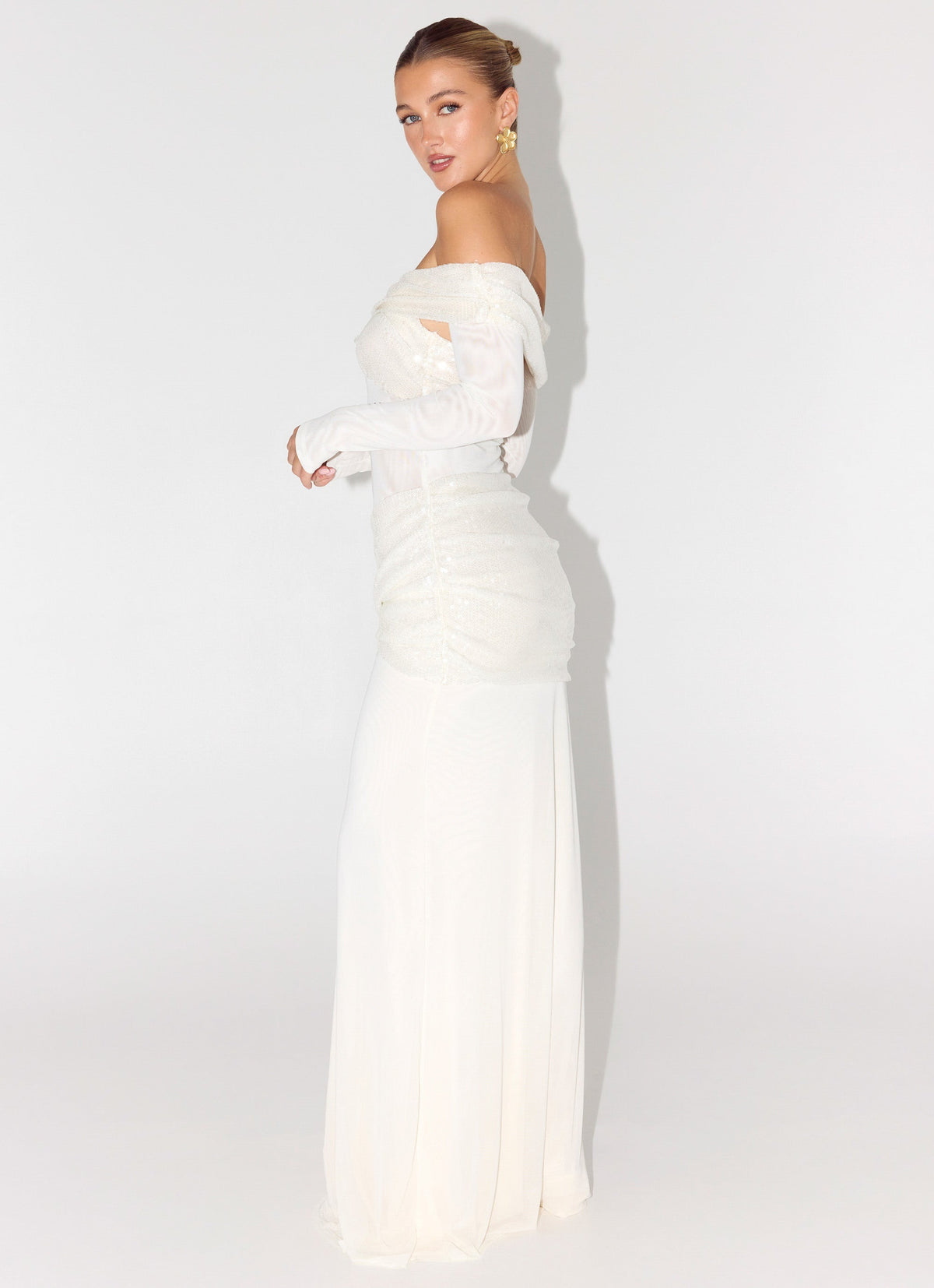 White Sorority Dress | Over To You Sequin Maxi Dress