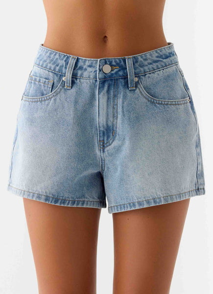 Owen A-Line Denim Shorts - Light Blue Wash – Peppermayo US