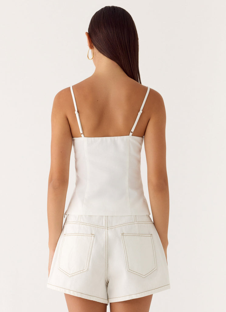 Owen A-Line Denim Shorts - White