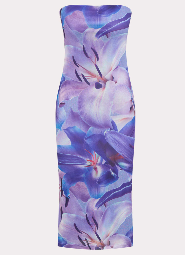 Ozelia Tube Midi Dress - Purple White Lilly Peppermayo US Ozelia Tube Midi Dress - Purple White Lilly Peppermayo US