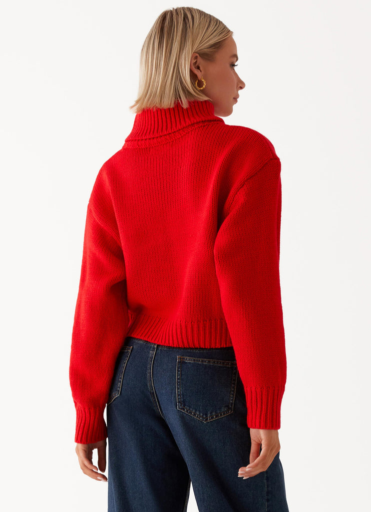 Paint The Town Red Oversized Knit Jumper Red