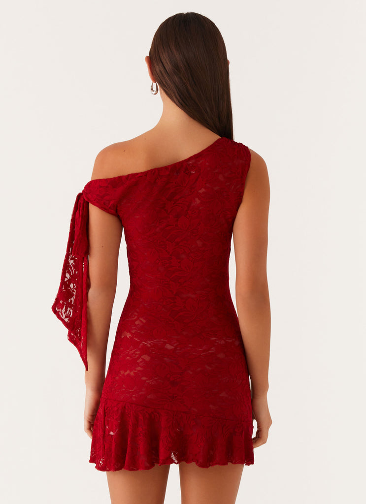 Palm House Lace Mini Dress - Red