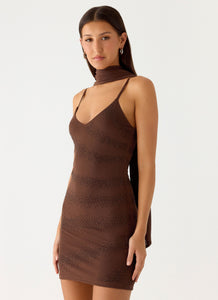 Paloma Days Beaded Scarf Mini Dress - Chocolate