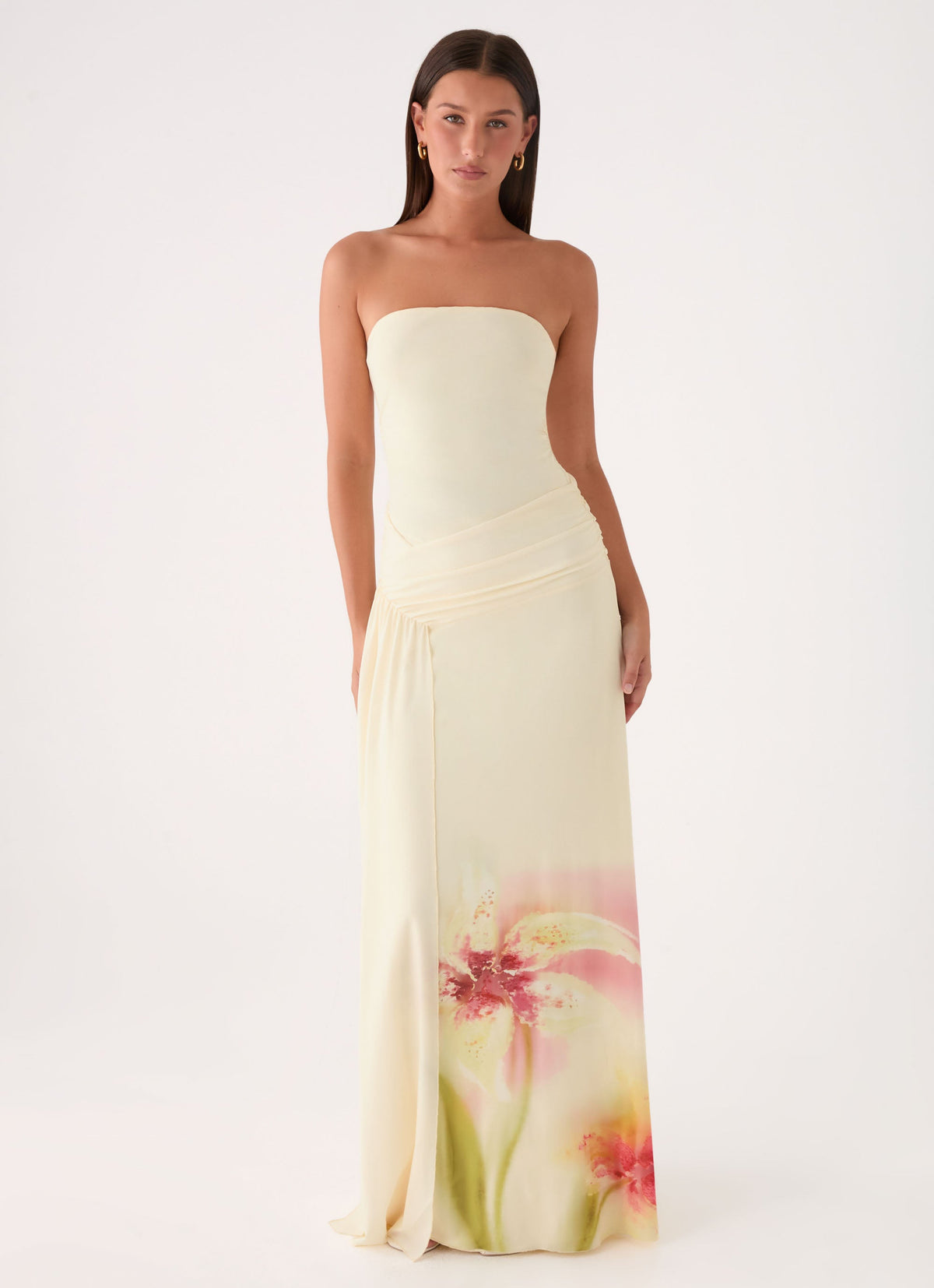 peppermayo strapless dress Sassafras Beaded Flower Maxi Maxi length Sorority Rush Dress | Della