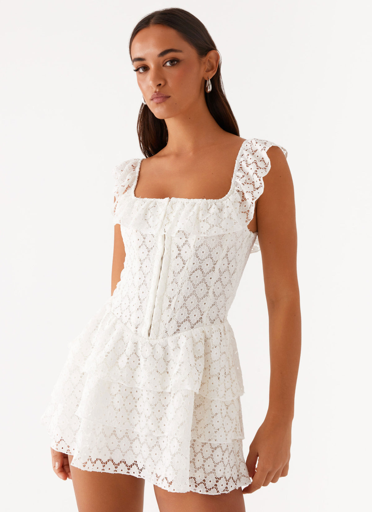 white short corset dress Strapless Wedding Party with Beaded Bodice Short and Simple Wedding Dress with Lace Plus Size Size 12 / White a harmonious blend of elegance and allure Camille white corset mini dress