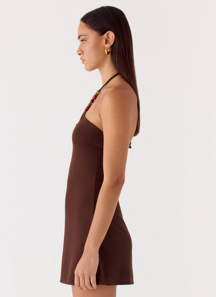 brown mini dress party Brown Ruffle Mini Dress main image 1