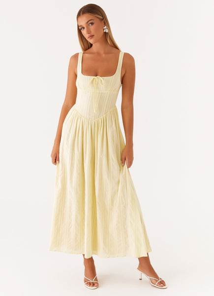 chinese dress ladies Antigüa Linen Midi Dress / Yellow Flowers XL main image 0