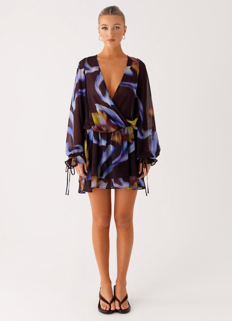 Passion Long Sleeve Mini Dress - Dark Floral Dark Floral / US 4 Passion Long Sleeve Mini Dress - Dark Floral Dark Floral / US 4