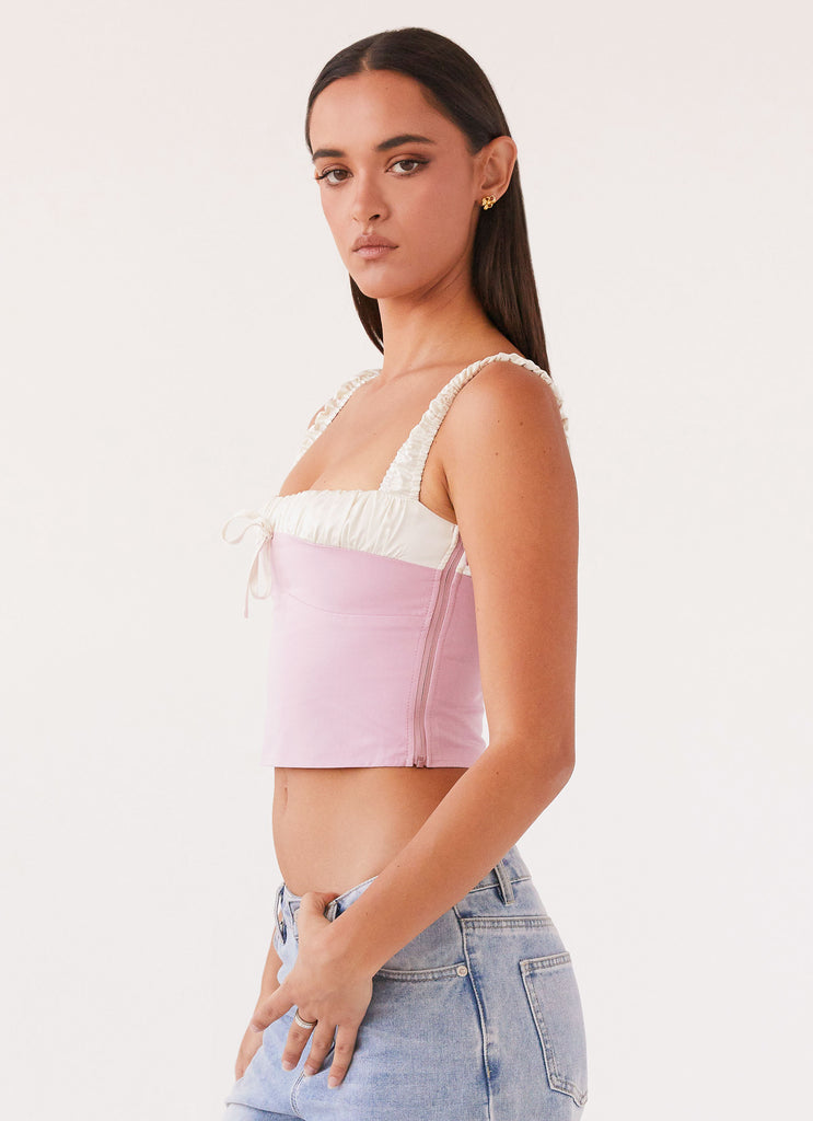 Womens Ryder Bustier Top in the colour Pink in front of a light grey background