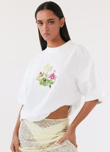 Lillies Oversized Tee - White