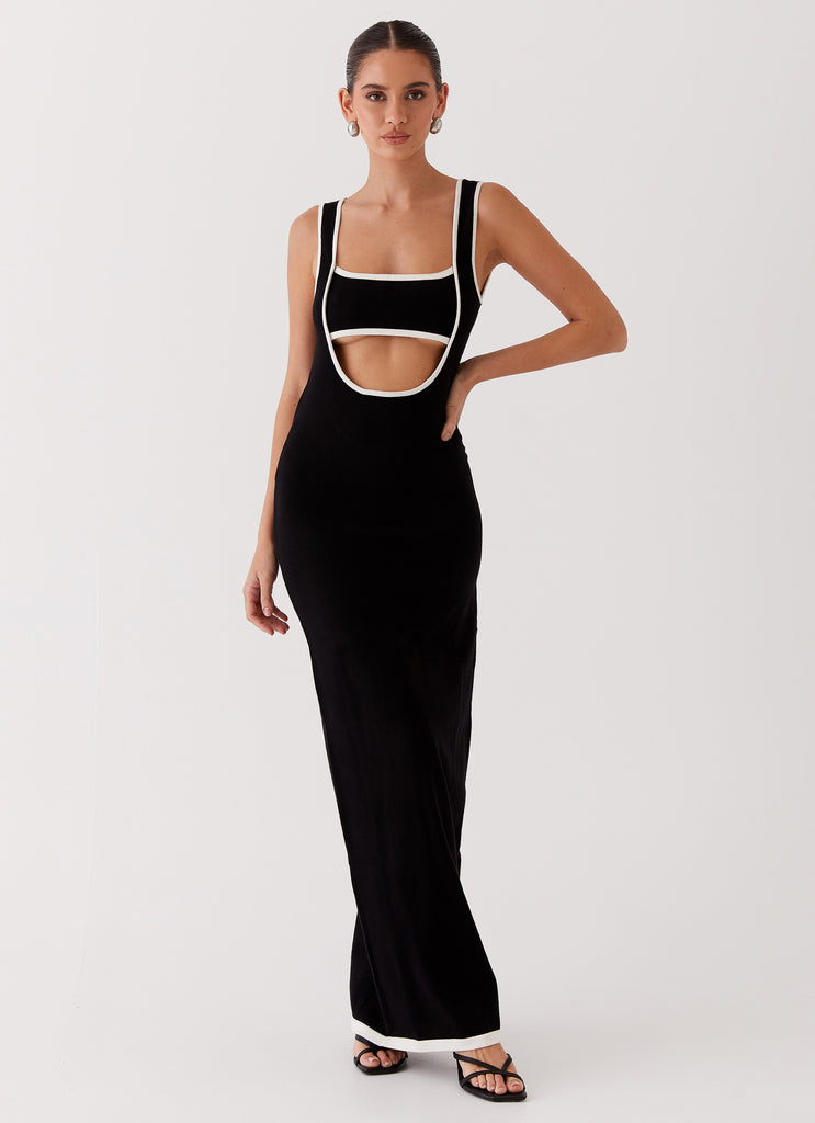 Lost In Paris Knit Maxi Dress - Black Peppermayo US Lost In Paris Knit Maxi Dress - Black Peppermayo US