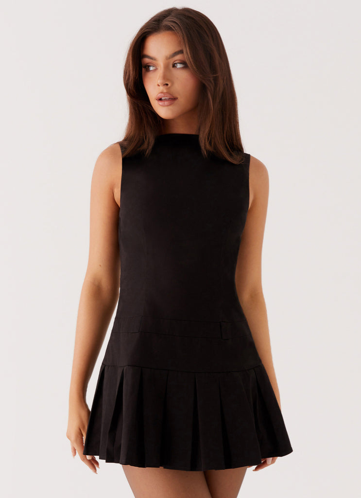 Twilight Pleated Mini Dress - Black