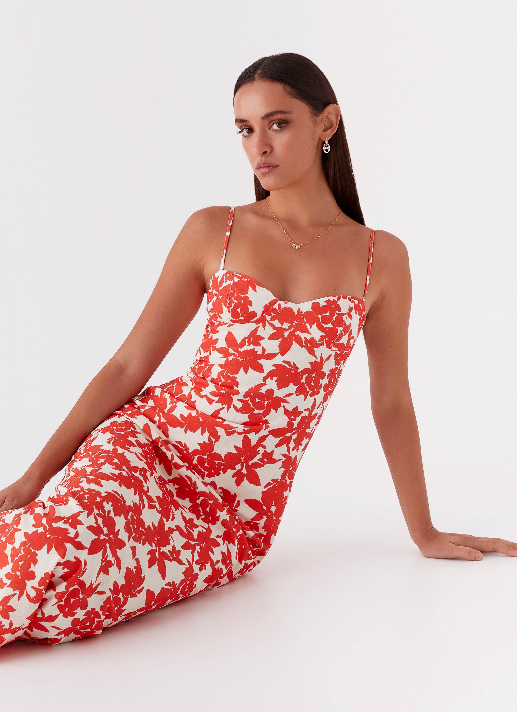 Forbidden Floral Bustier Maxi Dress